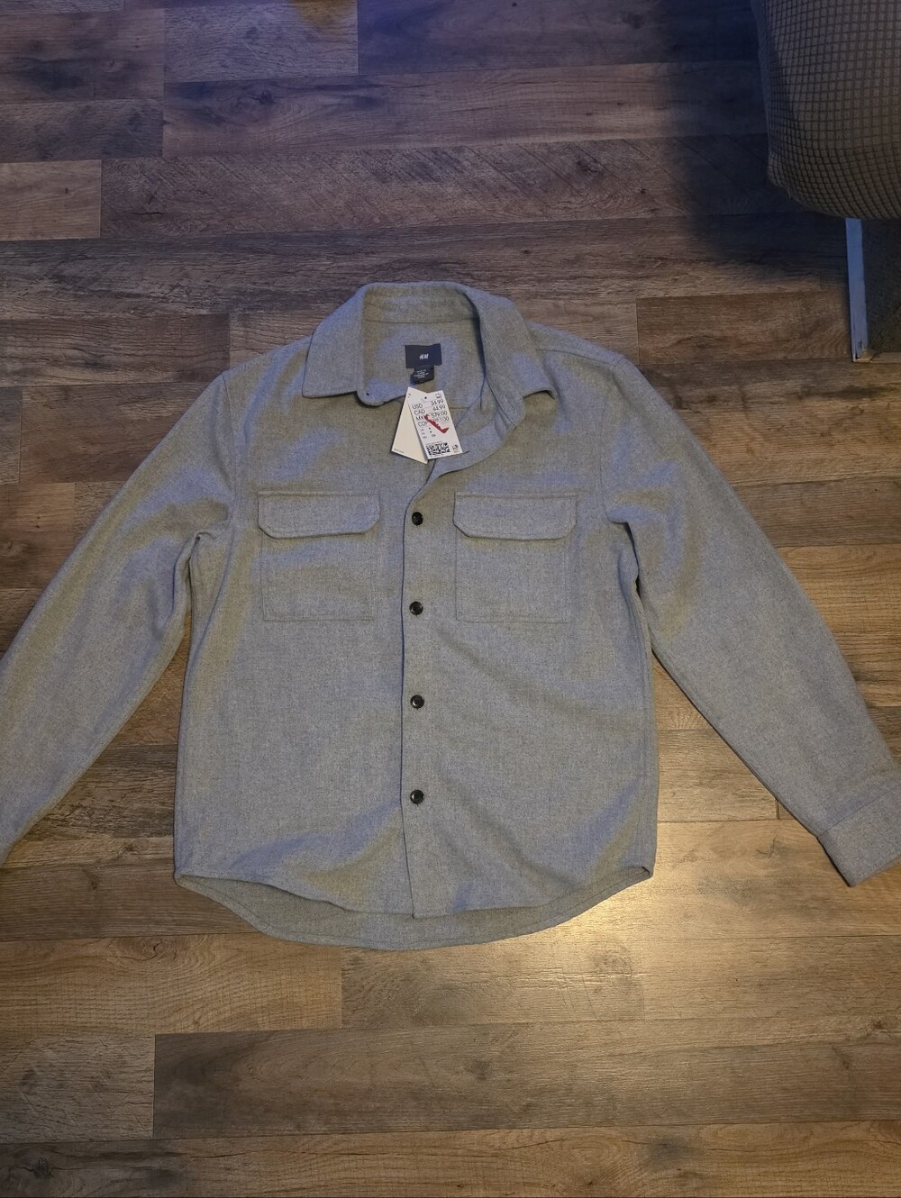 NWT H&M Men’s Regular Fit Felted Overshirt Gray Shacket